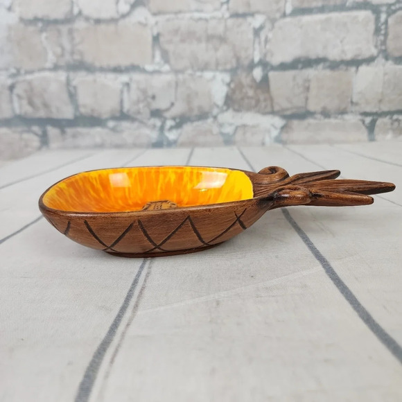 Vintage.60s Treasure Craft Pineapple Dish  Queen Mary Orange - Picture 5 of 9